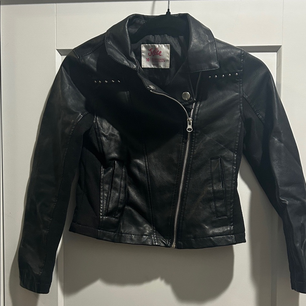 Justice Black Faux Leather Jacket